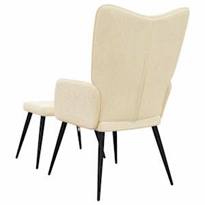 Relaxační židle se stoličkou krémová textil - obrázek 9