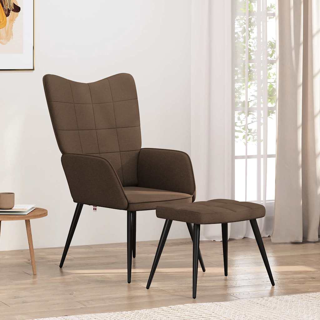 vidaXL Fotel z podn�kiem, br�zowy, obity tkanin�
