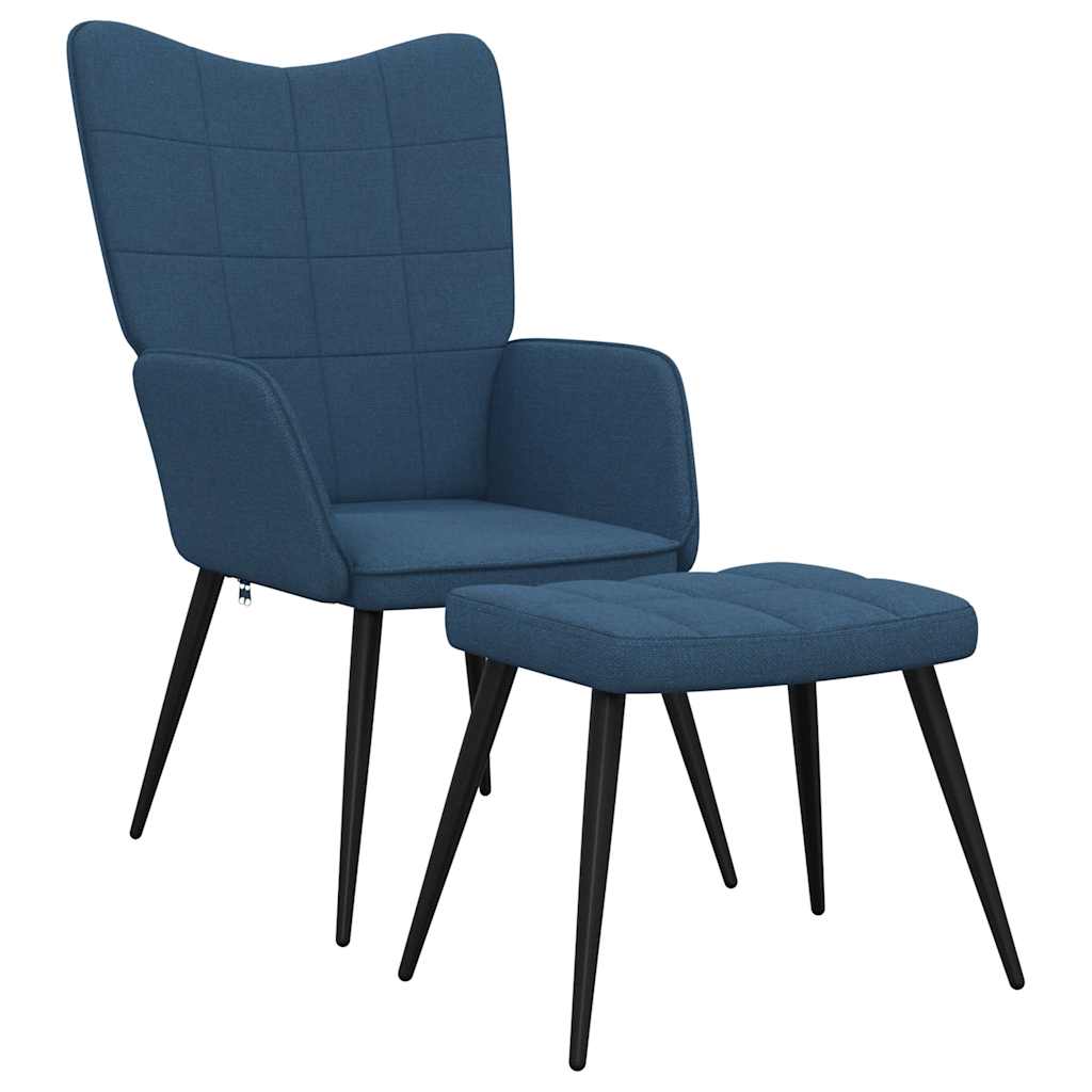 vidaXL Relaxační židle se stoličkou modrá textil