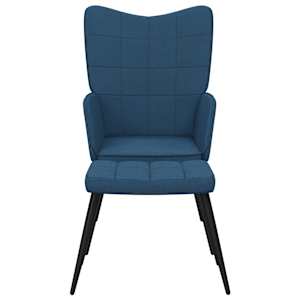 Relaxační židle se stoličkou modrá textil - obrázek 4