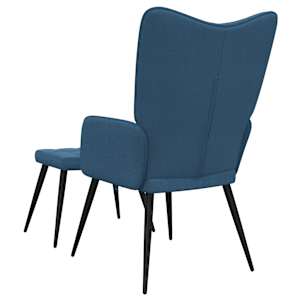 Relaxační židle se stoličkou modrá textil - obrázek 9