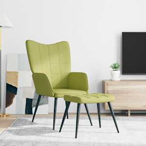 Relaxační židle se stoličkou zelená textil - obrázek 3