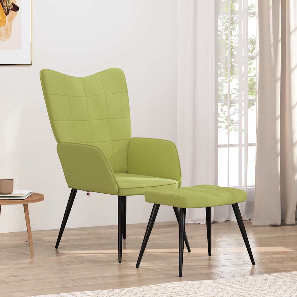 vidaXL Scaun de relaxare cu taburet, verde, textil
