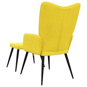 Relaxační židle se stoličkou hořčicová textil - obrázek 9