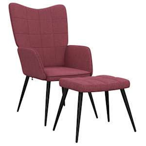 Relaxační židle se stoličkou vínová textil - obrázek 2