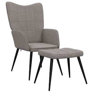 Relaxační židle se stoličkou taupe textil - obrázek 2