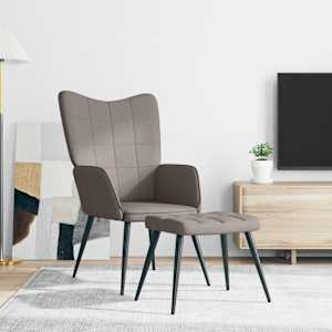 Relaxační židle se stoličkou taupe textil - obrázek 3