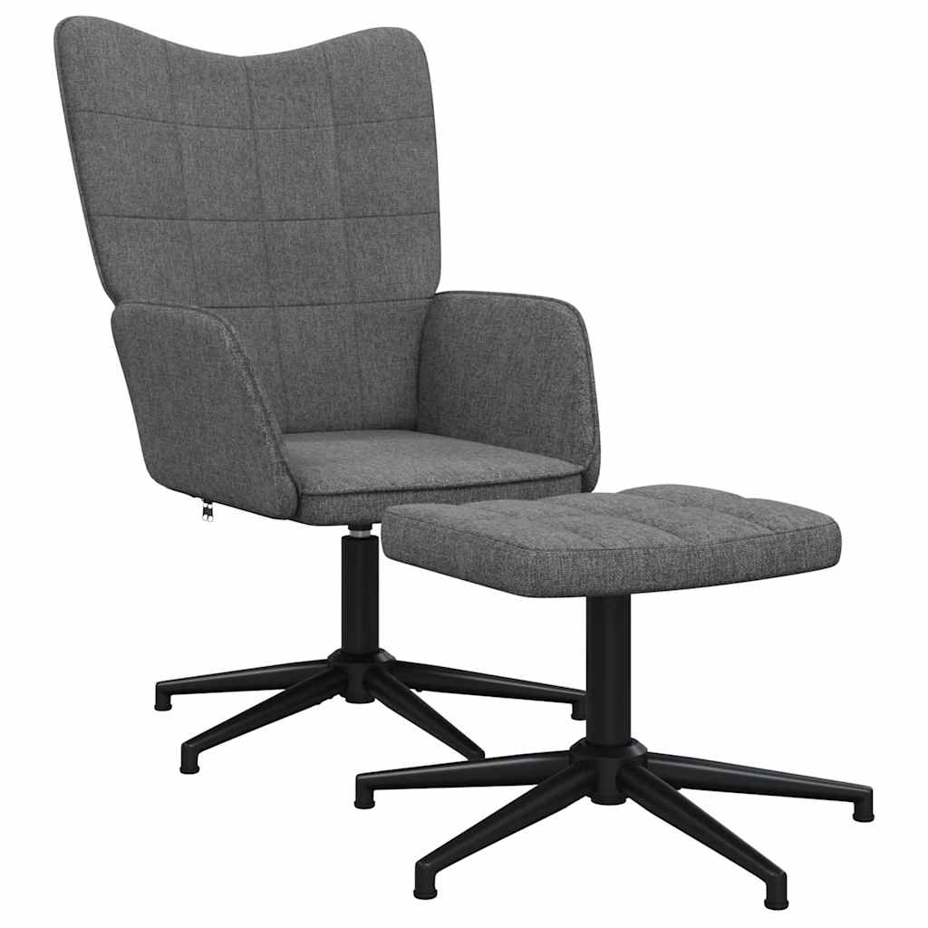 Chaise de relaxation avec tabouret Gris foncé Tissu