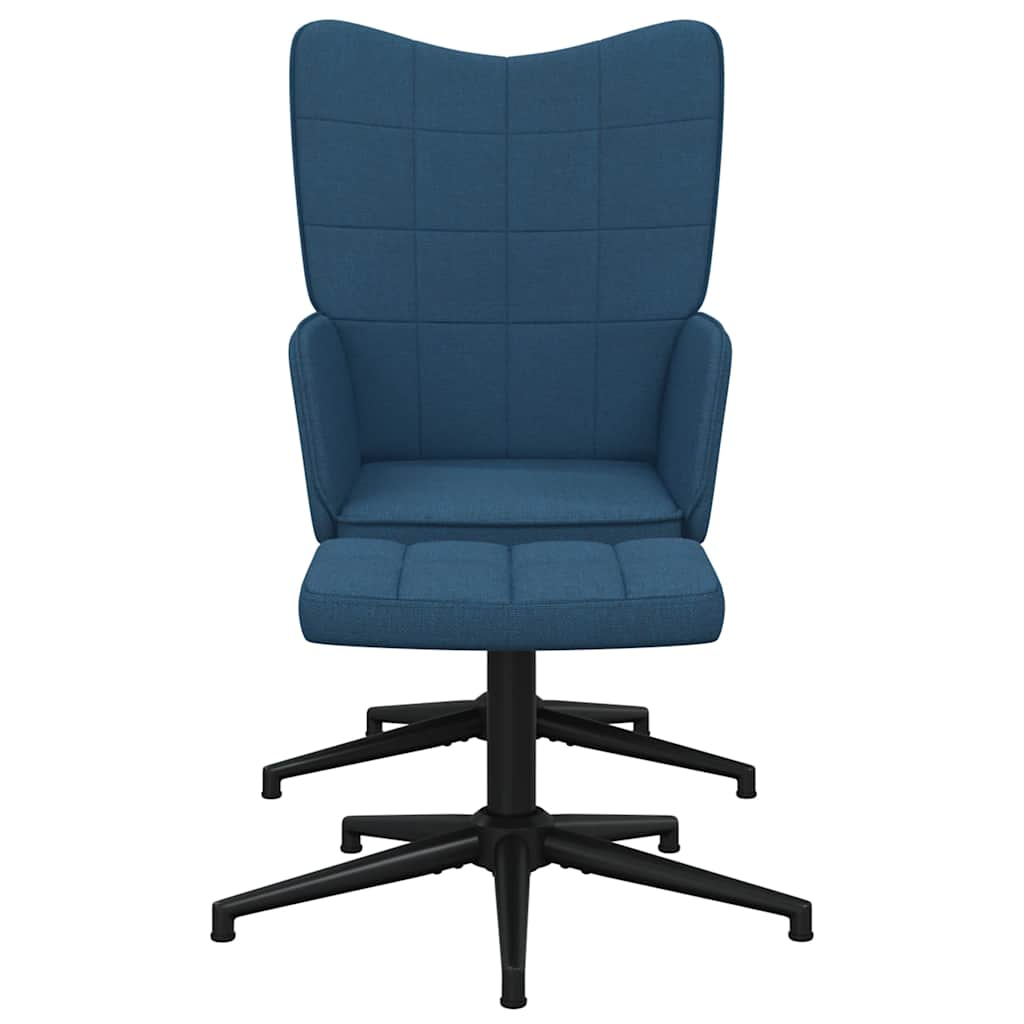 

vidaXL Relaxstoel met voetenbank stof blauw