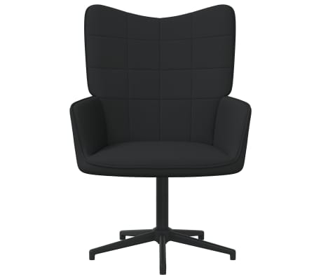 vidaXL Stol za sproščanje s stolčkom črno blago