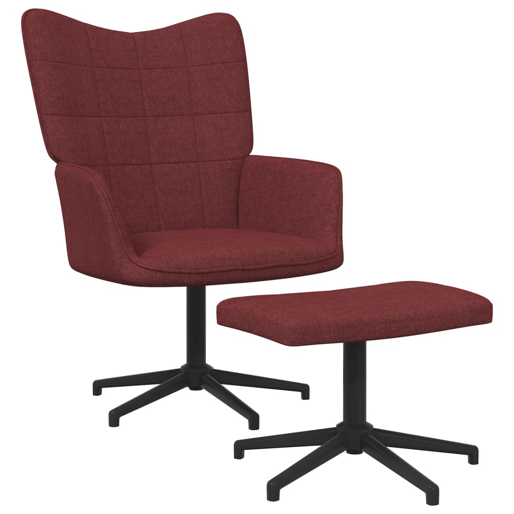 Chaise de relaxation avec tabouret Rouge bordeaux Tissu