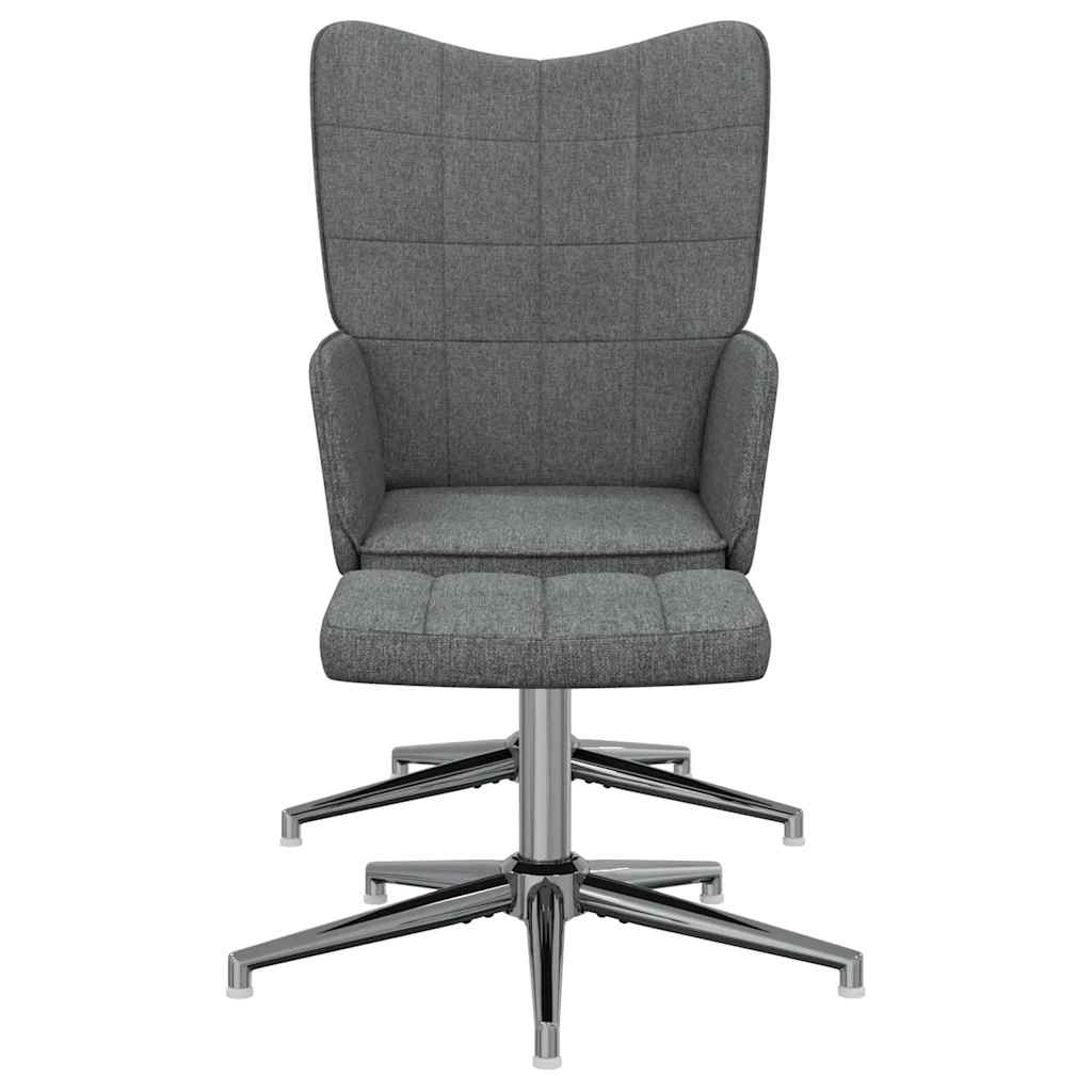 

vidaXL Relaxstoel met voetenbank stof donkergrijs