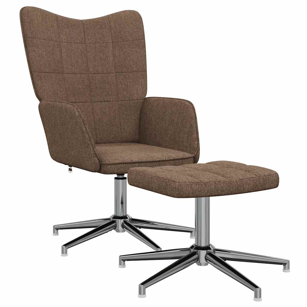 Chaise de relaxation avec tabouret Marron Tissu