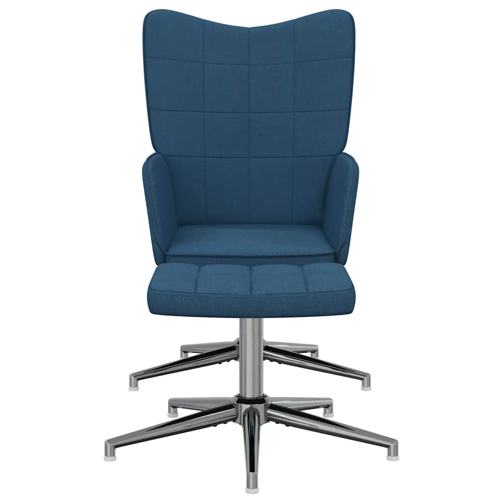 

vidaXL Relaxstoel met voetenbank stof blauw