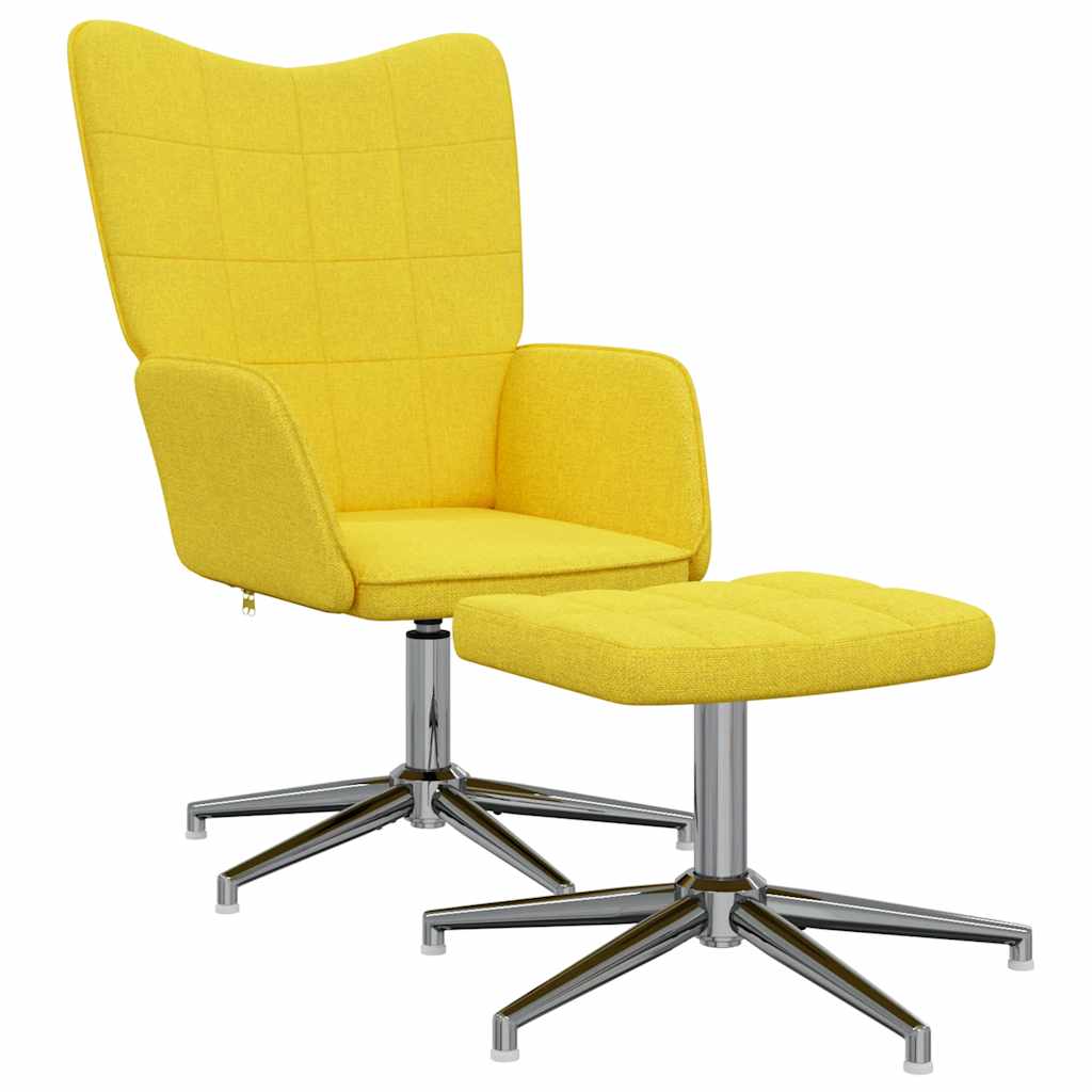 Chaise de relaxation avec tabouret Jaune moutarde Tissu