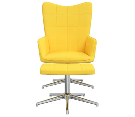 vidaXL Poilsio kėdė su pakoja, garstyčių geltonos spalvos, audinys