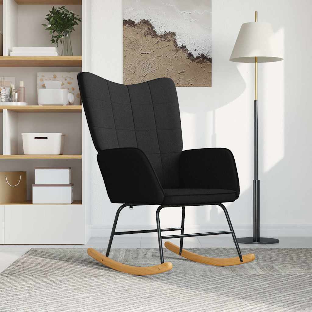 vidaXL Fotel bujany, czarny, tapicerowany tkanin�