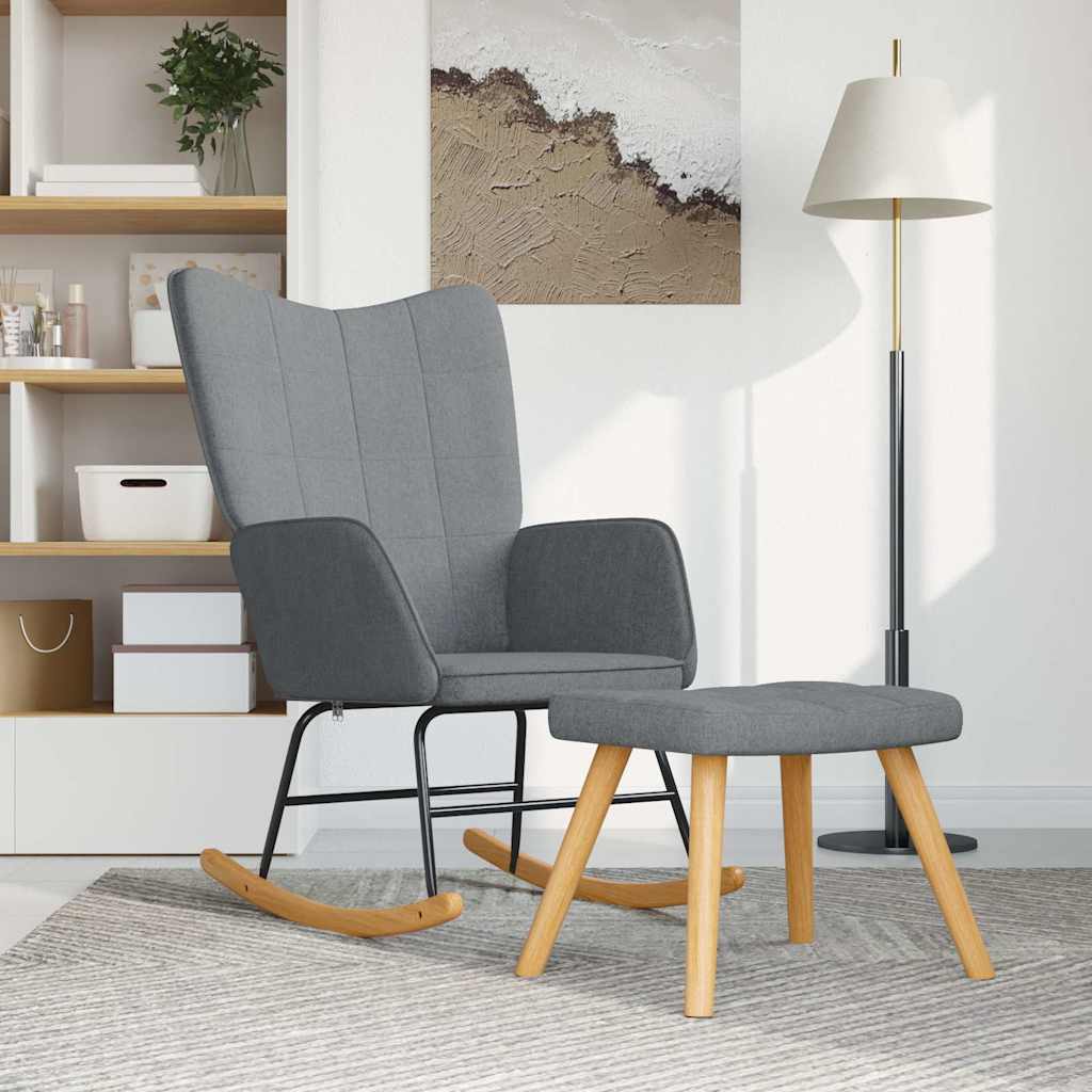 vidaXL Fotel bujany z podn�kiem, jasnoszary, obity tkanin�