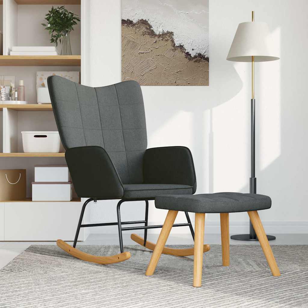 vidaXL Fotel bujany z podn�kiem, ciemnoszary, obity tkanin�