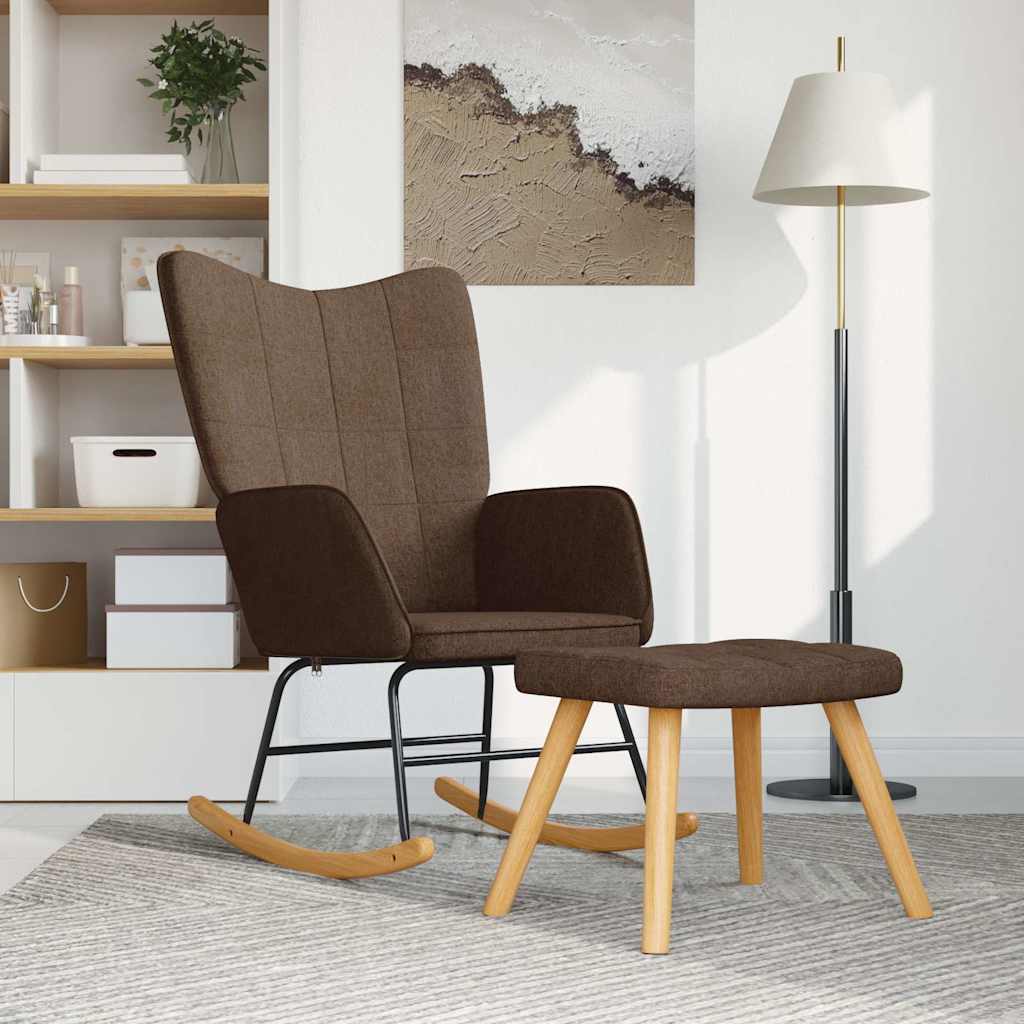 vidaXL Fotel bujany z podn�kiem, br�zowy, obity tkanin�