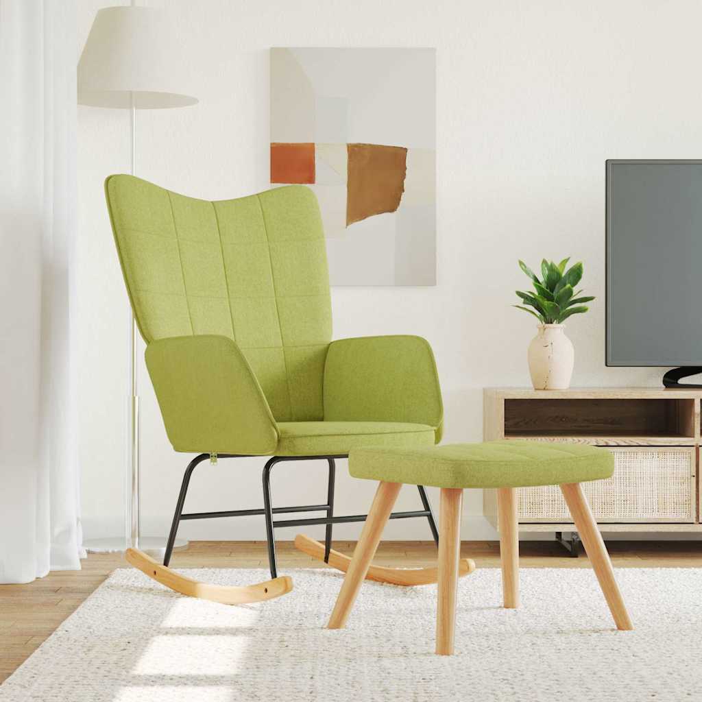 vidaXL Fotel bujany z podn�kiem, zielony, obity tkanin�