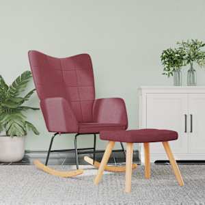 Gugalni stol s stolčkom vinsko rdeče blago