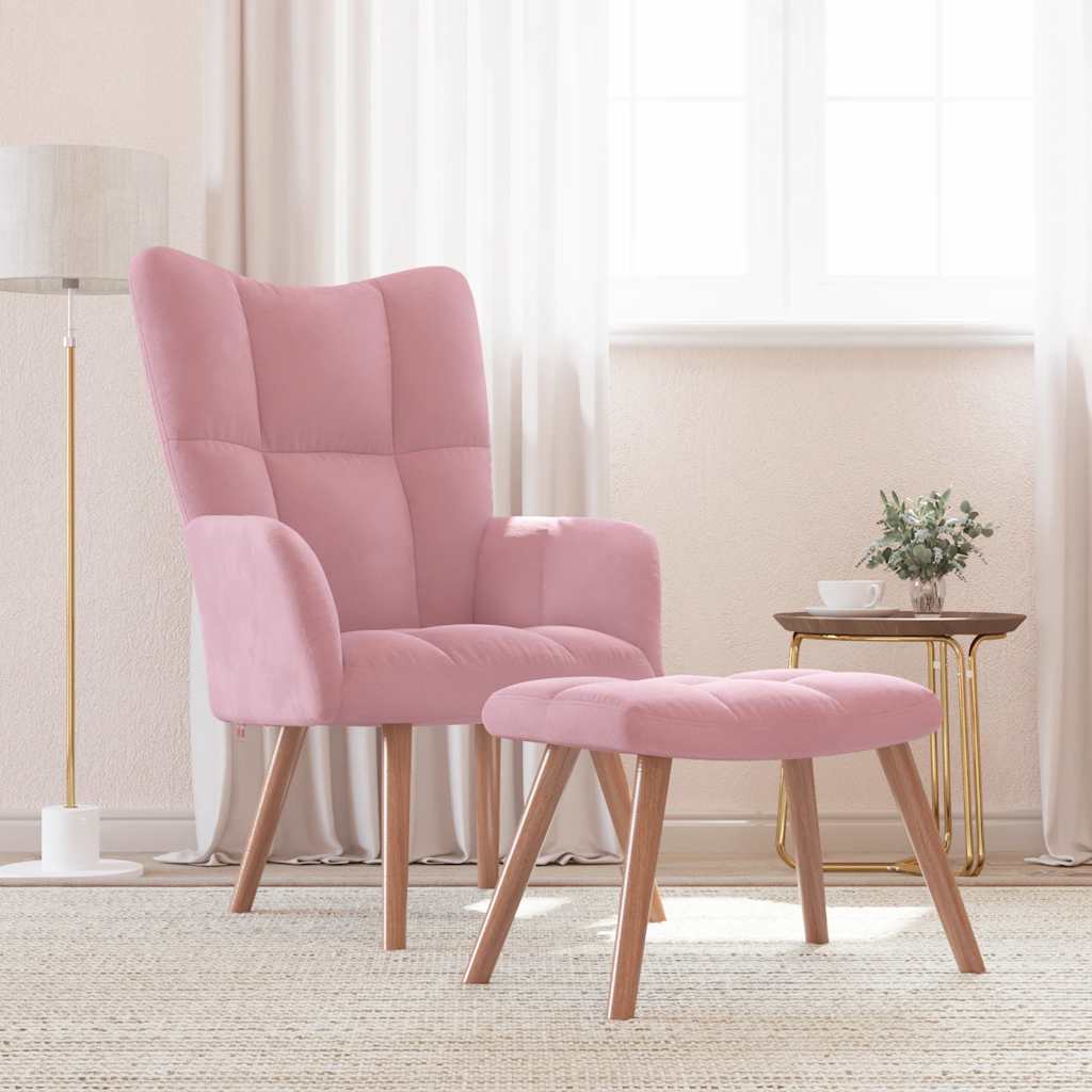 vidaXL Relaxsessel mit Hocker Rosa Samt