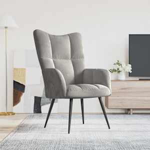 Stol za sproščanje svetlo siv žamet