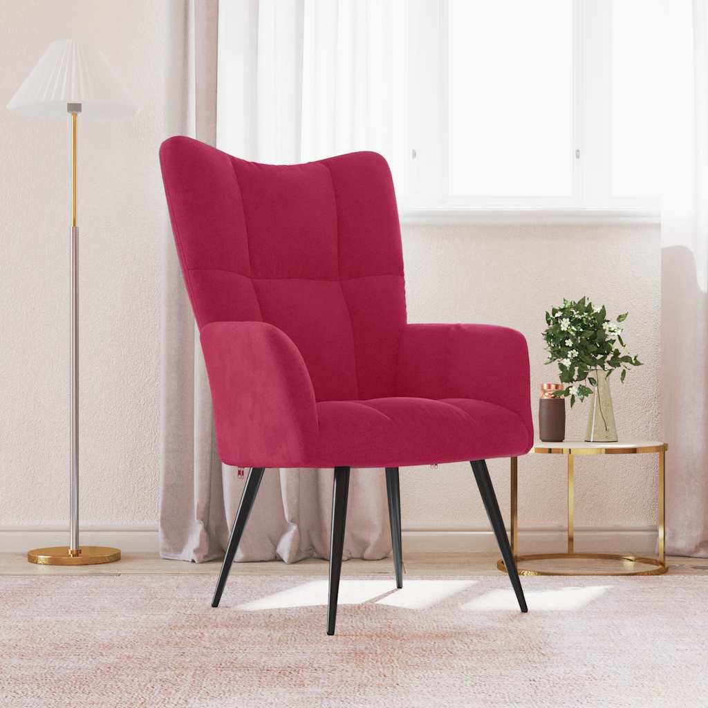 vidaXL Fotel, winna czerwie, obity aksamitem
