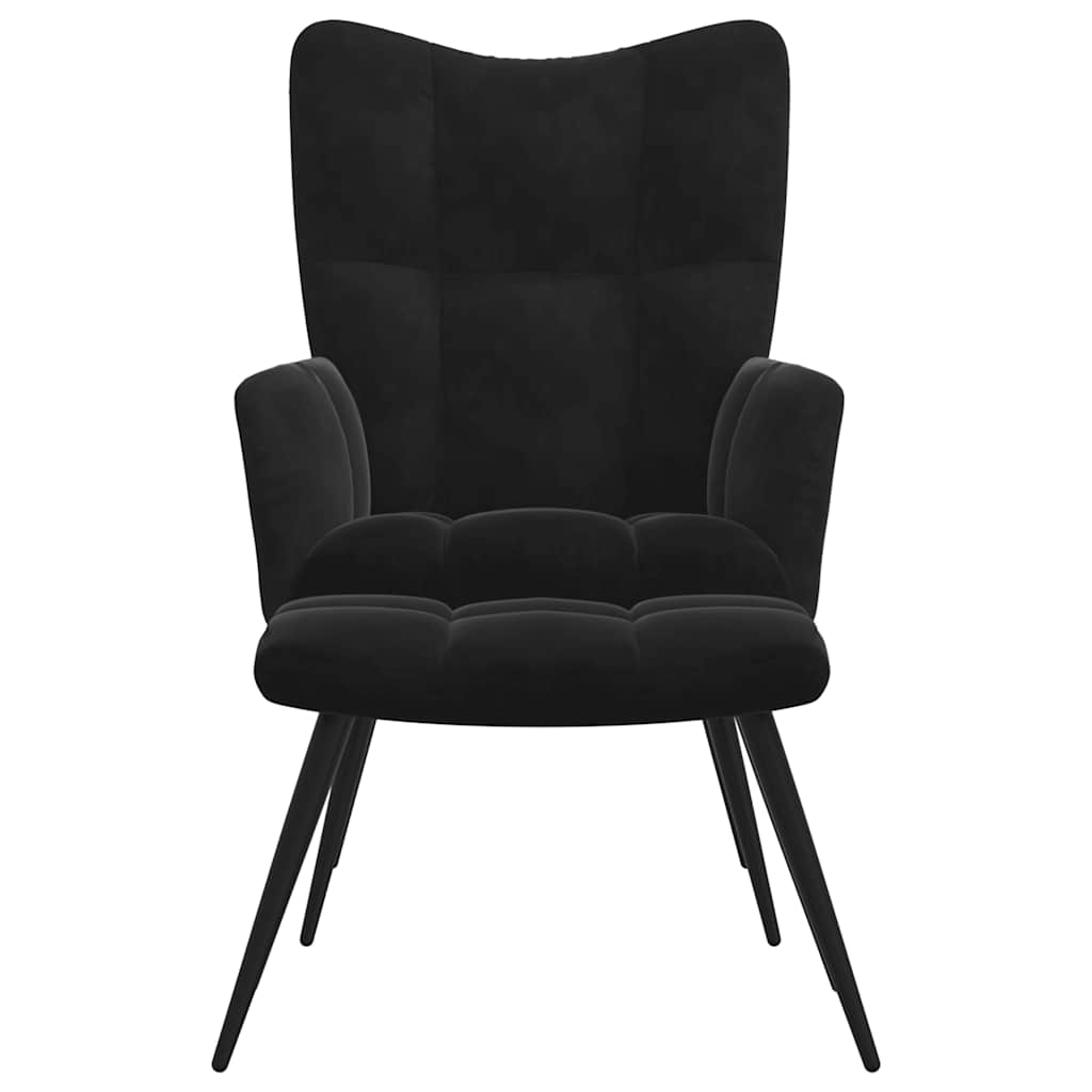 vidaXL Scaun de relaxare cu taburet, negru, catifea