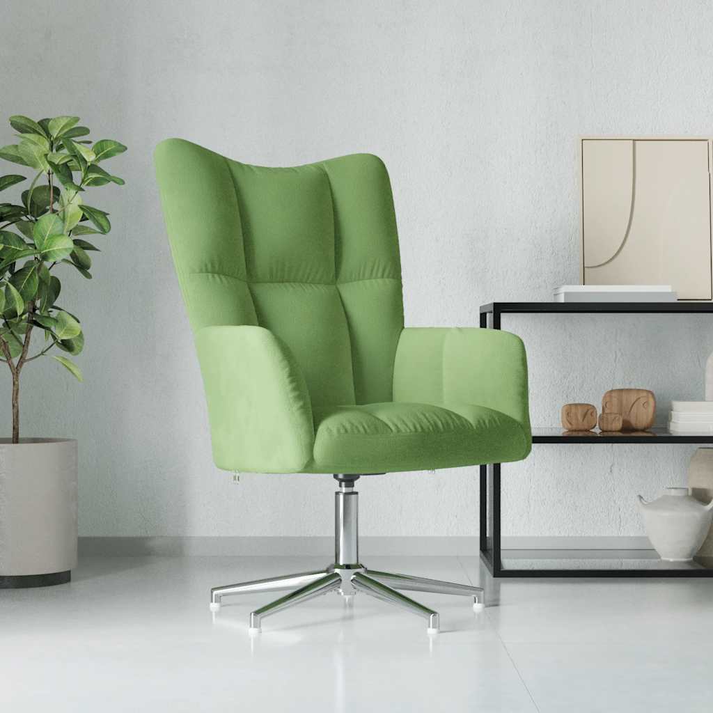vidaXL Scaun de relaxare, verde deschis, catifea