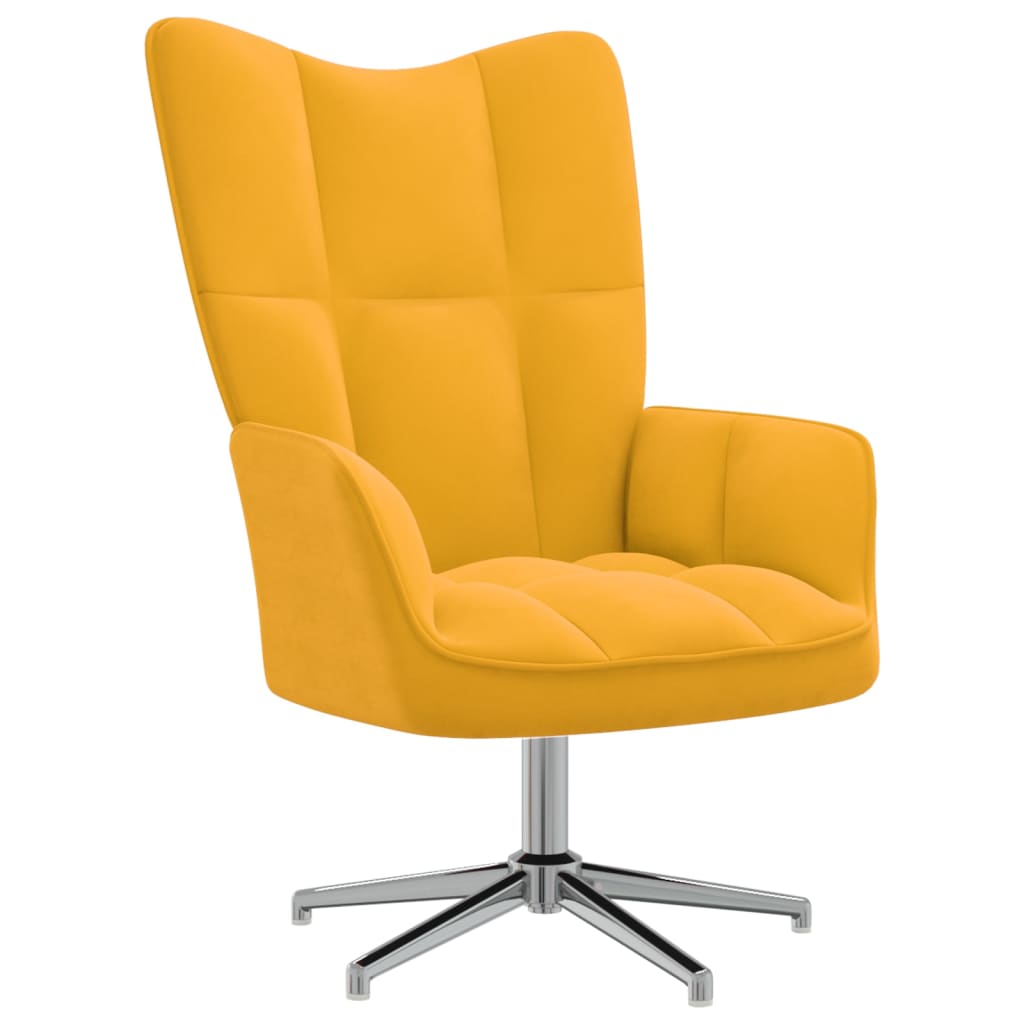 Poilsio kėdė, garstyčių geltonos spalvos, aksomas | Stepinfit