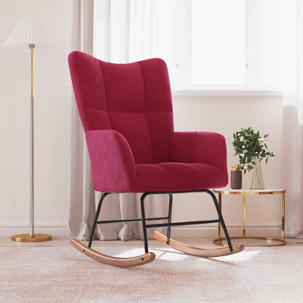 Thumbnail - vidaXL Schaukelstuhl Weinrot Samt