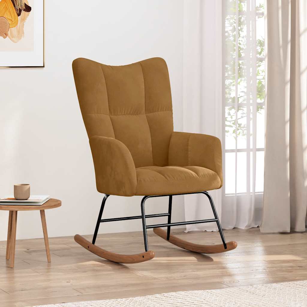 vidaXL Fotel bujany, br�zowy, tapicerowany aksamitem