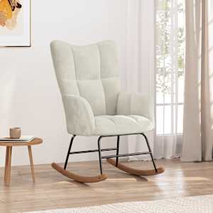 Gugalni stol kremno bel žamet