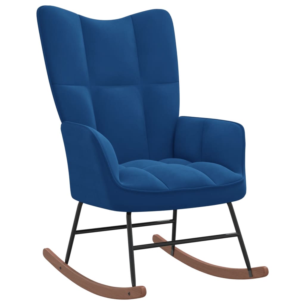Image of vidaXL Rocking Chair Blue Velvet