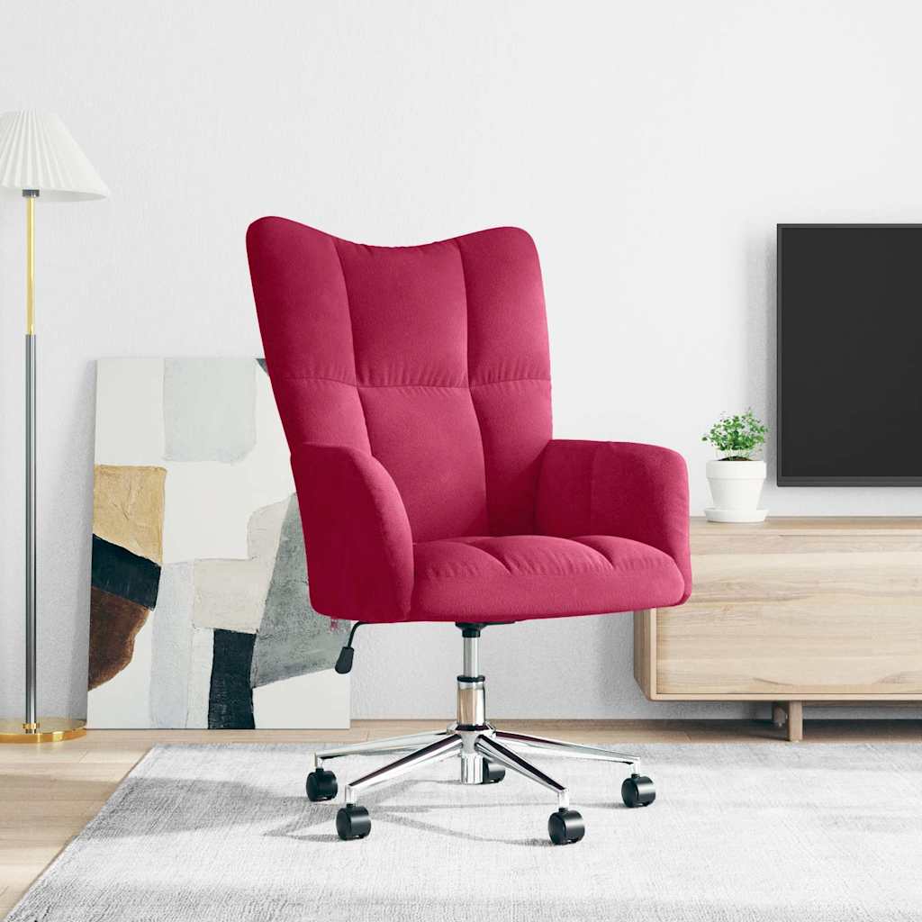 vidaXL Fotel, winna czerwie�, obity aksamitem