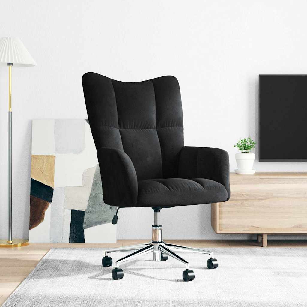 vidaXL Fotel, czarny, obity aksamitem