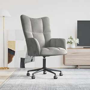 Stol za sproščanje svetlo siv žamet