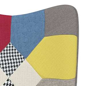 Relaxační křeslo se stoličkou patchwork textil - obrázek 8