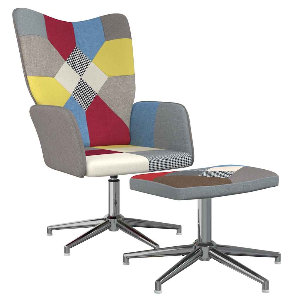 vidaXL Relaxační křeslo se stoličkou patchwork textil
