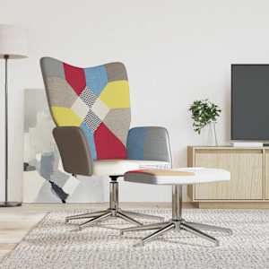 Stol za sproščanje s stolčkom večbarvno blago