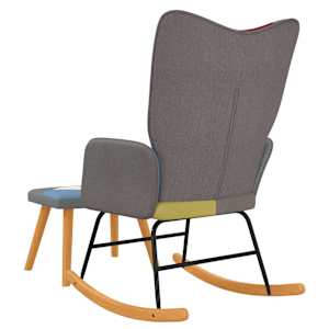 Houpací křeslo se stoličkou patchwork textil - obrázek 5