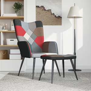 vidaXL Chaise de relaxation avec tabouret Patchwork Tissu