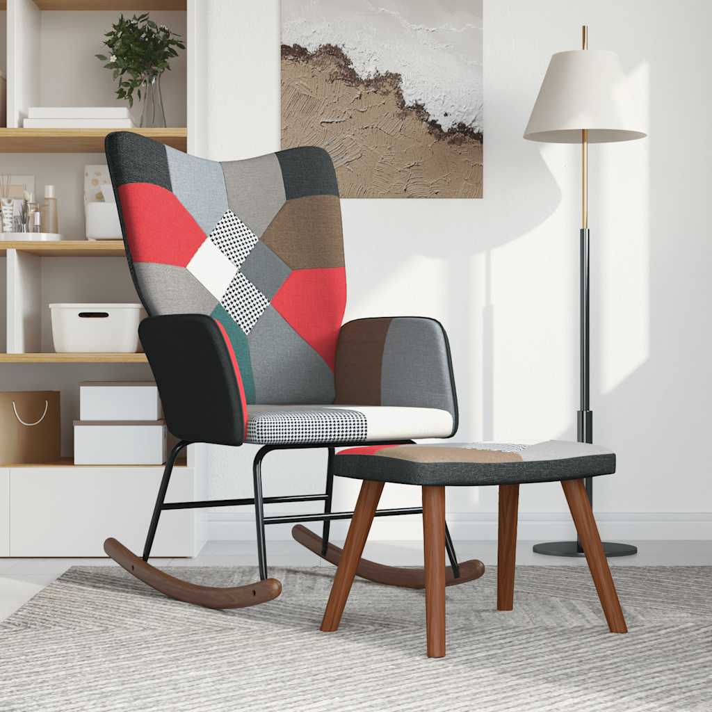 vidaXL Hojdacie kreslo s podnožkou patchwork látka