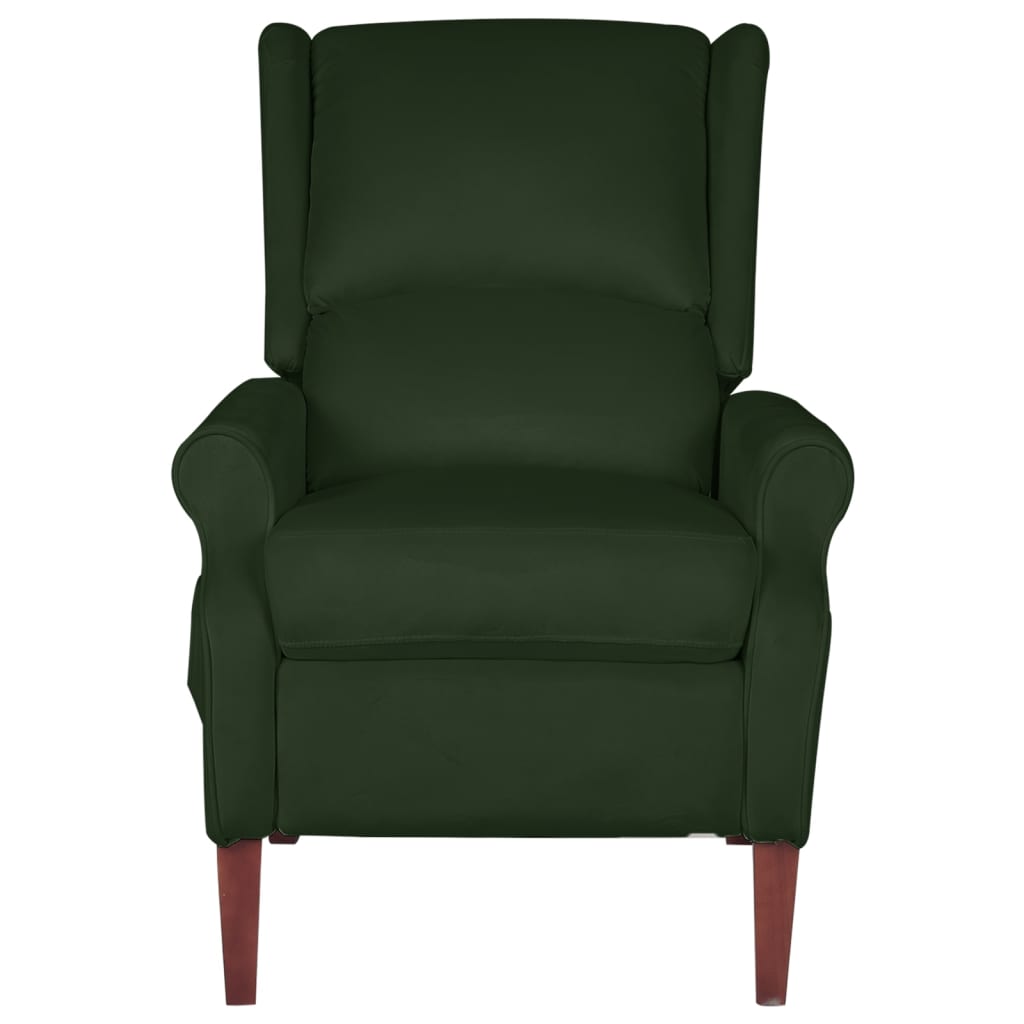 vidaXL Sillón de masaje reclinable de terciopelo verde oscuro