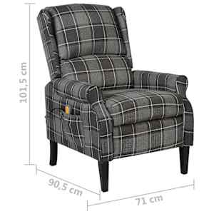 Masážní polohovací křeslo šedé textil - obrázek 7