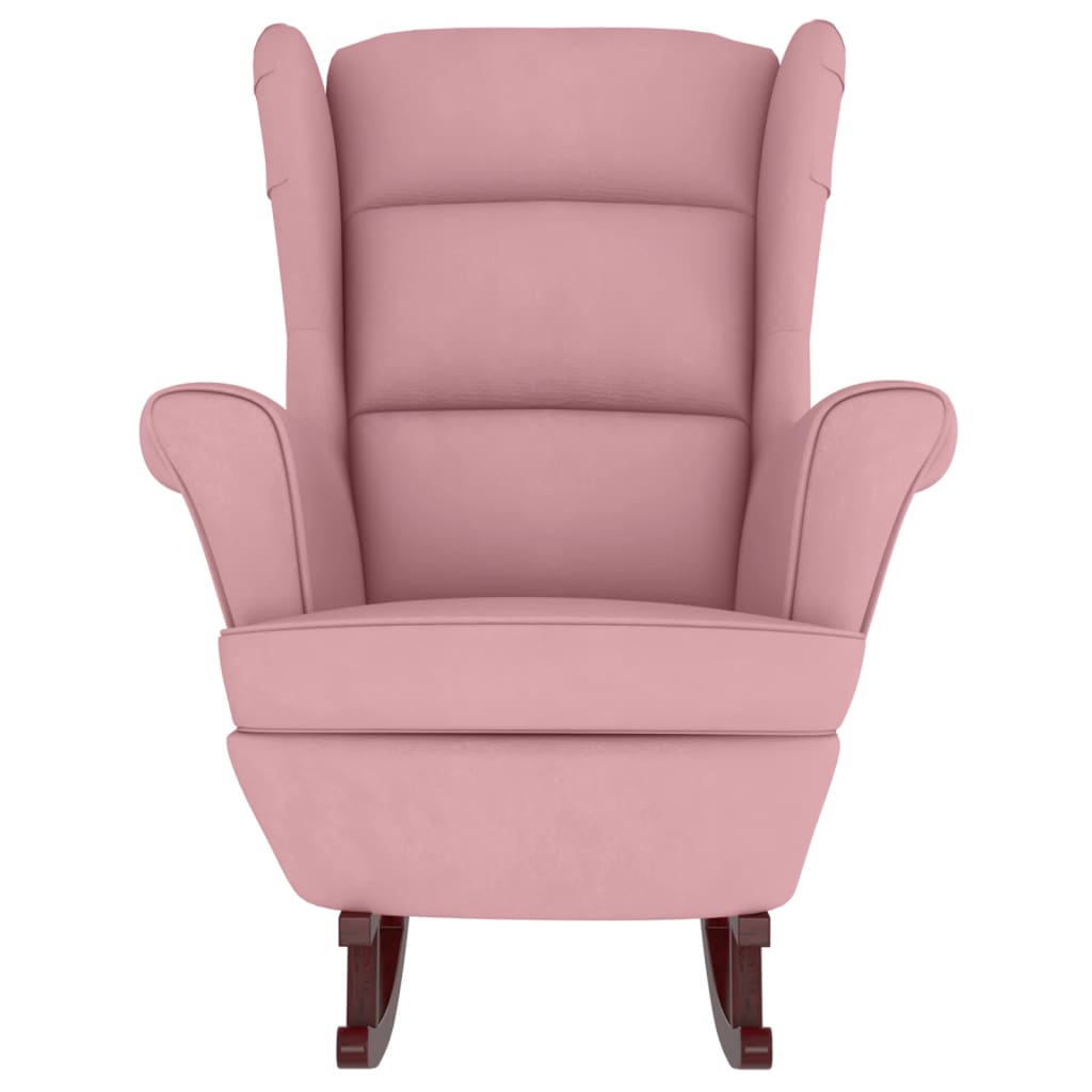 vidaXL Supamas krėslas su kaučiukmedžio kojomis, rožinis, aksomas
