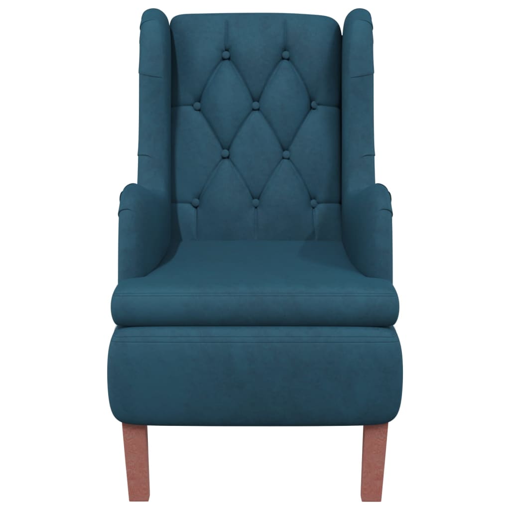 

vidaXL Fauteuil met massief rubberwood poten fluweel blauw