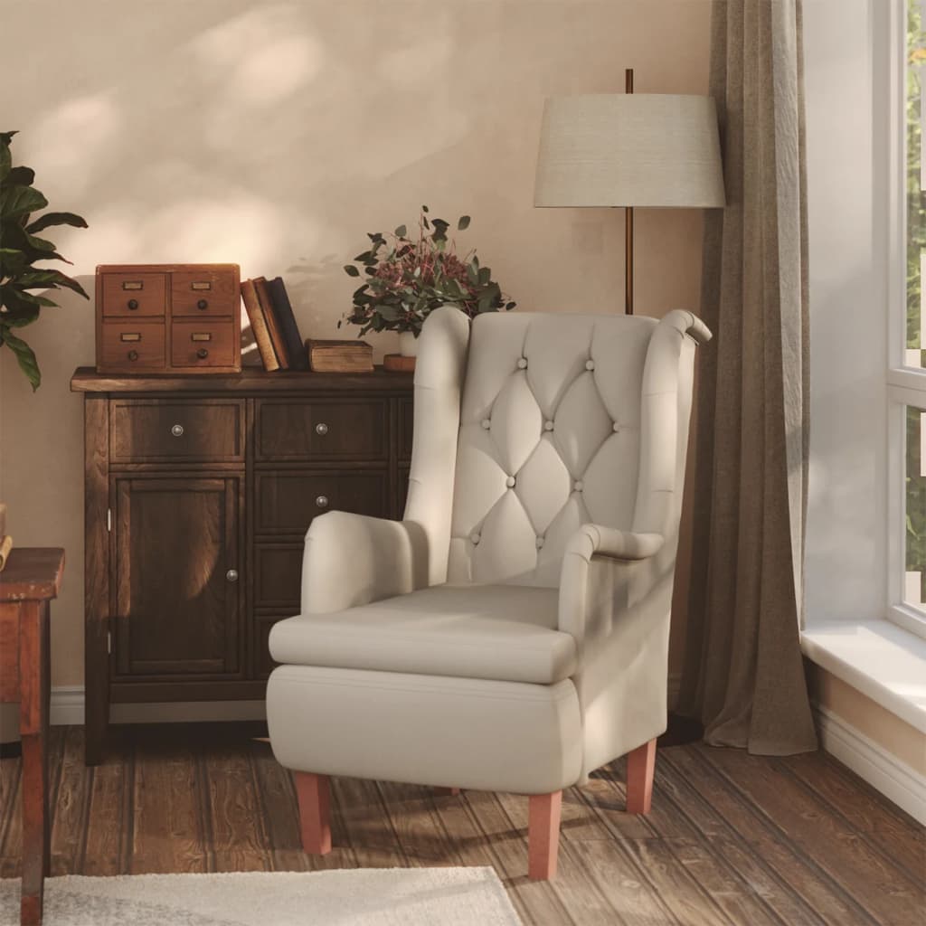 Fauteuil avec pieds en bois massif d'hévéa Gris clair Velours